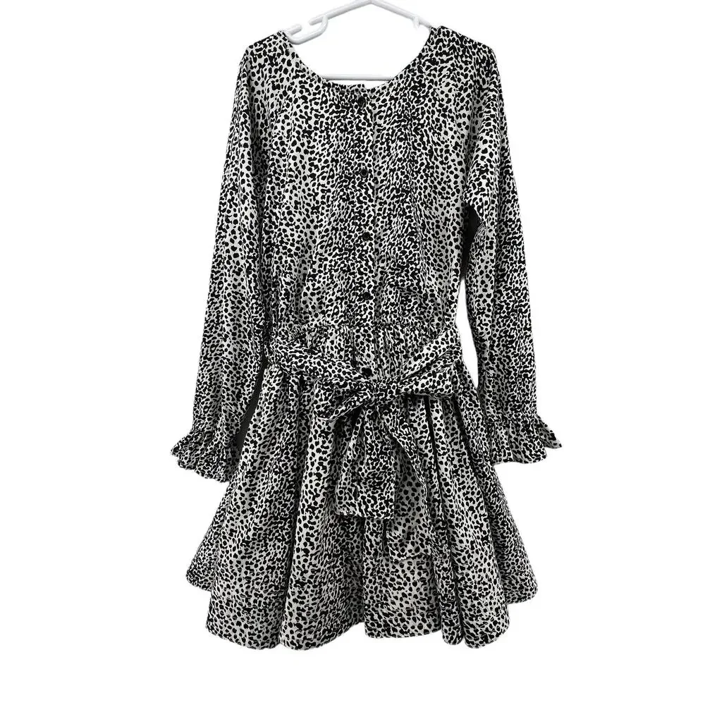 How To Kiss A Frog Dress Size 10 Years Spotted Tie Waist Button Back Long Sleeve